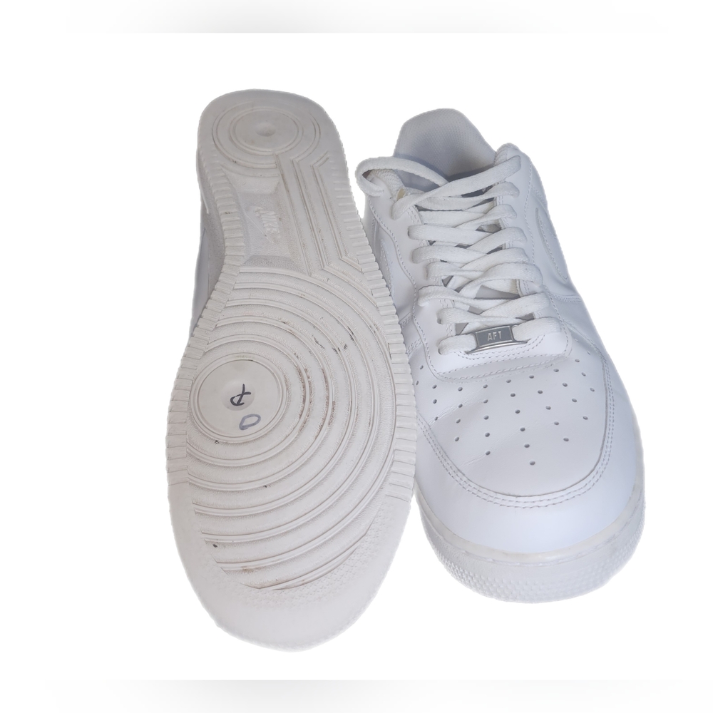 Nike White Air Force 1 Low 07 Triple White Leather Sneakers Classic Design - Picture 2 of 7